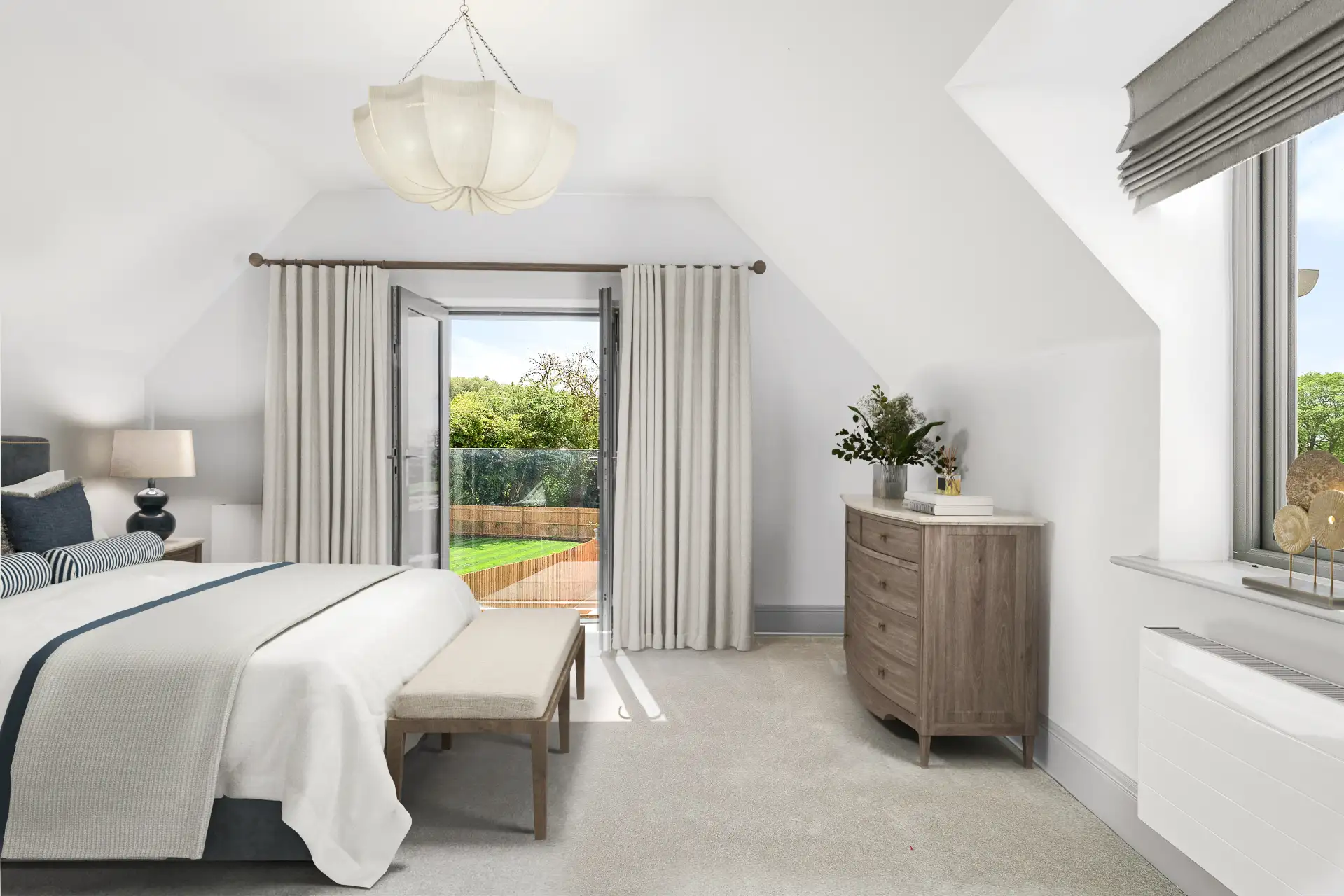 Bedroom with double patio doors leading to balcony