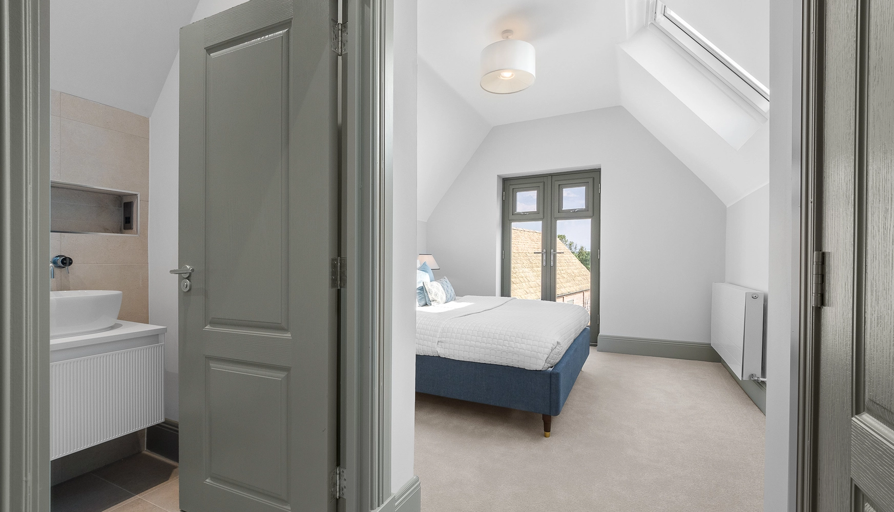 Bedroom with patio doors, ensuite and built in wardrobes