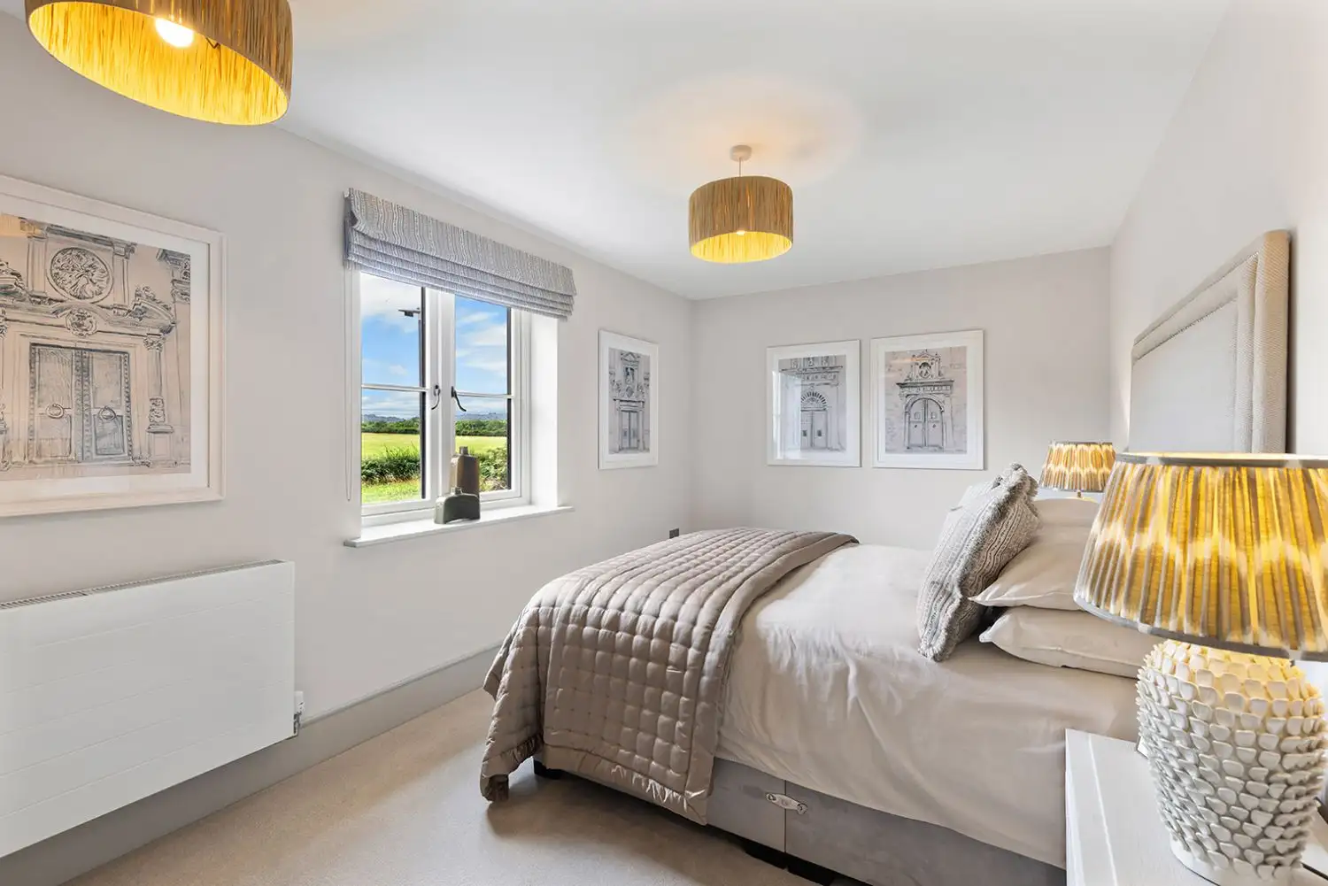 Double bedroom with window and light grey skirting board